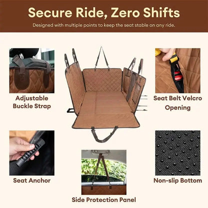 Premium Faux Leather Water-repellent Hammock Dog Car Seat Cover With Mat