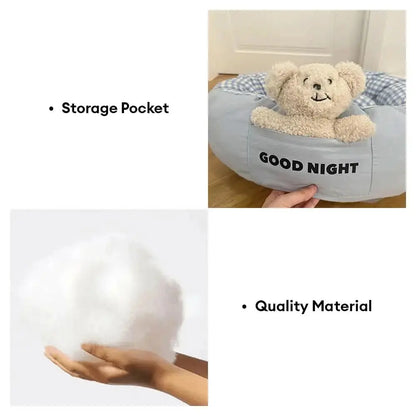 Goodnight Deep Sleep All-around Calming Dog Bed with Bear Toy