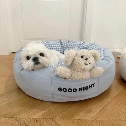 Goodnight Deep Sleep All-around Calming Dog Bed with Bear Toy
