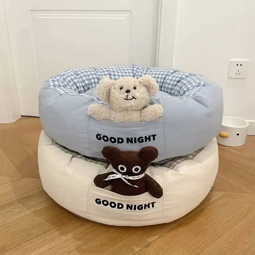 Goodnight Deep Sleep All-around Calming Dog Bed with Bear Toy