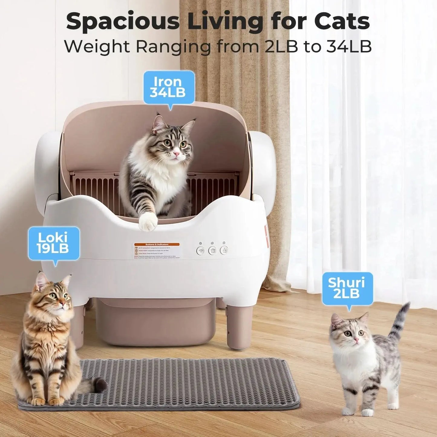 Smart Self-Cleaning Cat Litter Box with App Control – Automatic Odor-Free Litter Solution for Multiple Cats