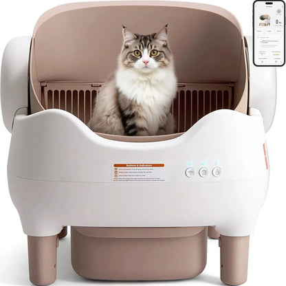 Smart Self-Cleaning Cat Litter Box with App Control – Automatic Odor-Free Litter Solution for Multiple Cats