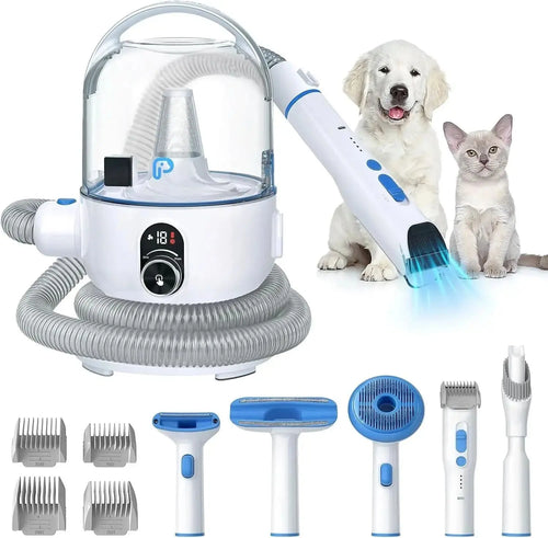 5-in-1 Pet Grooming Vacuum Kit for Dogs & Cats, Low Noise Hair Remover with 2.0L Dust Cup, White